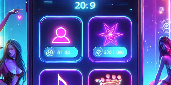 A vibrant digital platform showcasing user engagement with virtual currency, enticing content, and diverse characters in a playful environment.