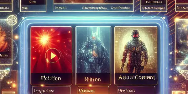 A modern digital interface showcasing vibrant thumbnails of Japanese AV films, emphasizing privacy and luxury.