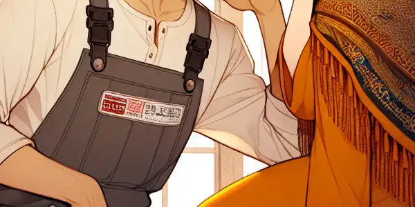 A playful romantic encounter between a plumber and homeowner in a cozy, warmly lit bathroom.