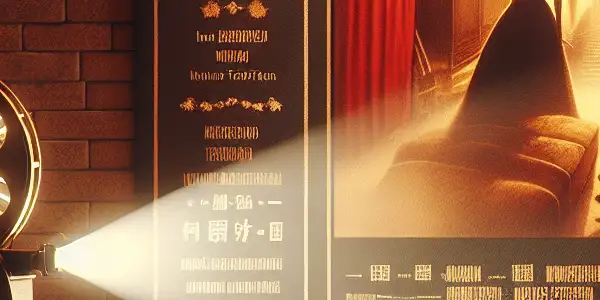 A dimly lit room with a vintage film projector showcasing intimate scenes from iconic Japanese adult films.